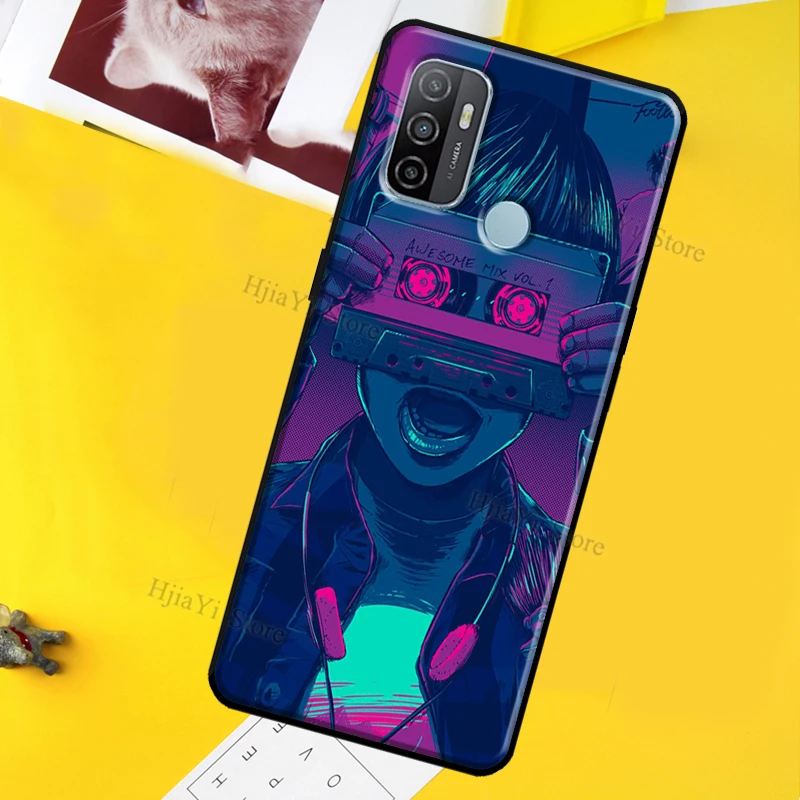 Synthwave 80's Retro Art For OPPO A15 A91 A83 A53 A31 A9 A5 2020 A3S A5S A1K Find X3 Pro F5 F7 A52 A72 Phone Case