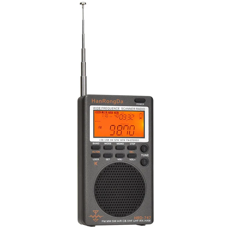 New! mini portable FM radio all band hrd 747 or hrd 701 Full Band FM/MW/SW/WB Receiver with earphone