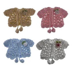 12Pcs Handmade Miniature Crochet Sweater With Flower For Craft Baby Shower Baptism Party Table Decorations