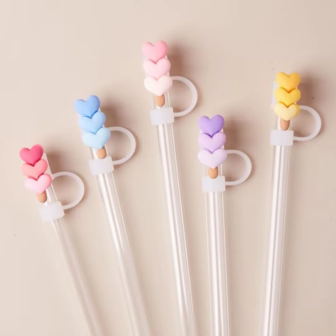 

Cute Hearts Straw Caps For Stanley Cup 40/30 oz Tumbler Accessories Kawaii Silicone Dustproof Straw Stoppers Cap For 10mm Straws