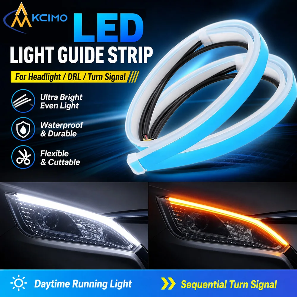 Multi‑Size Dynamic LED DRL Strip Bendable Daytime Running Lamp Waterproof Sequential Turn Signal Light Bar For Exterior Styling