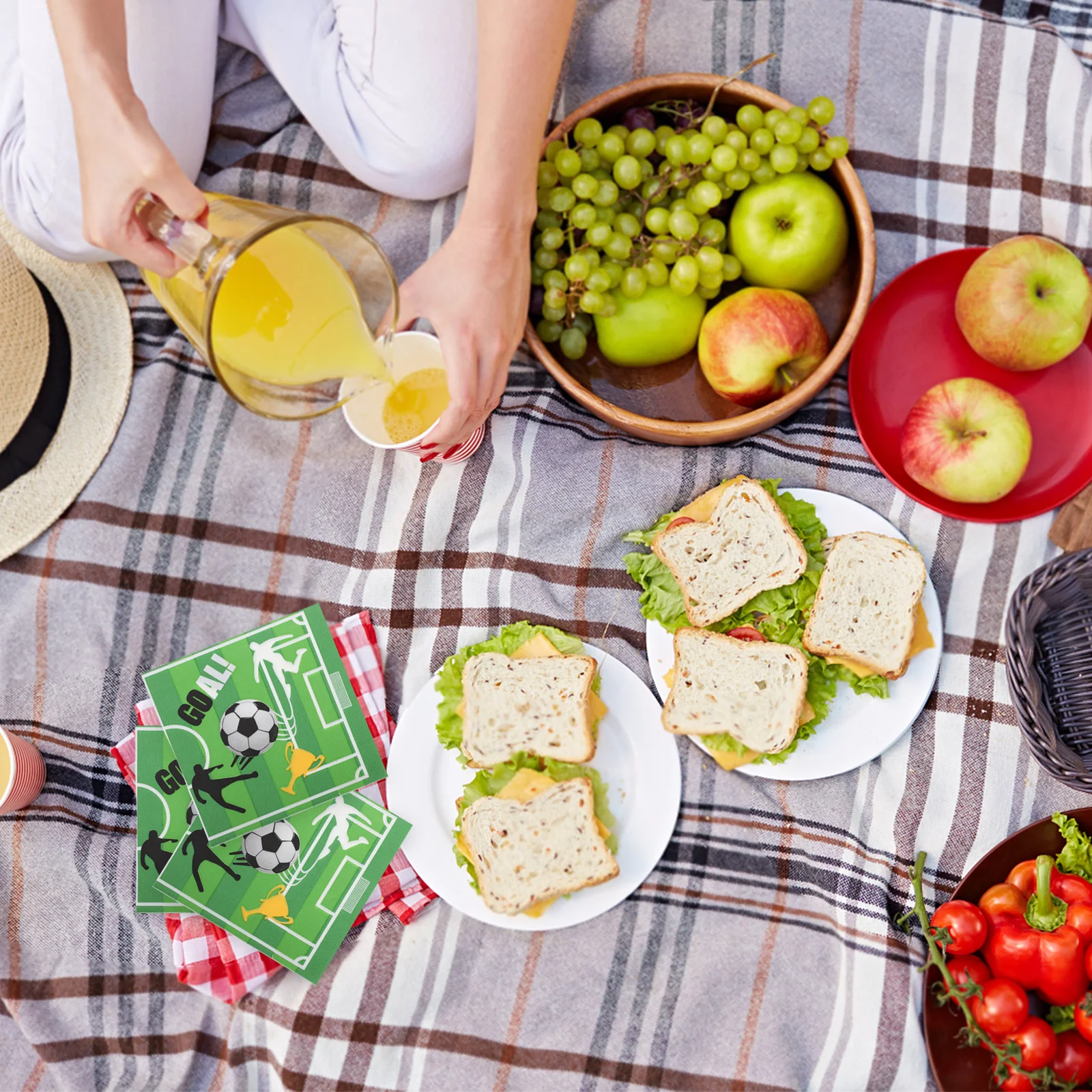 Tovaglioli stampati per feste di calcio da 20 pezzi, carta spessa, usa e getta, a tema calcio, per eventi natalizi di compleanno
