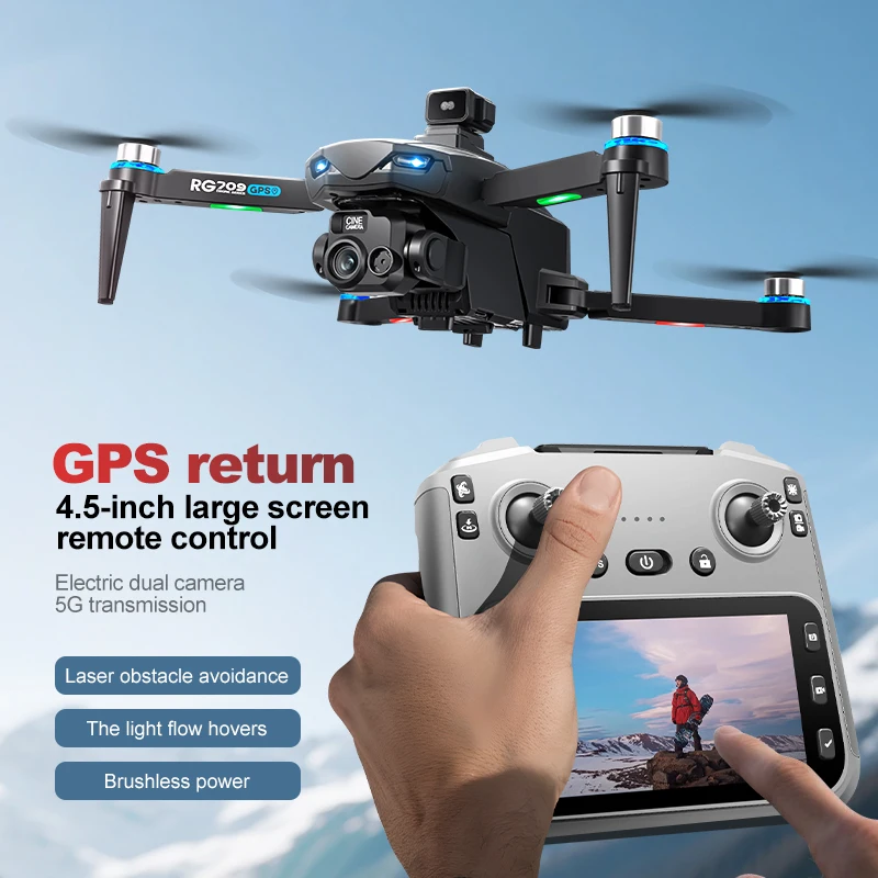 طائرة بدون طيار RG709 Pro GPS مع شاشة احترافية 4K HD كاميرا مزدوجة تعمل بالأشعة تحت الحمراء/ليزر لتجنب العوائق بدون فرش ألعاب بدون طيار هدية #3