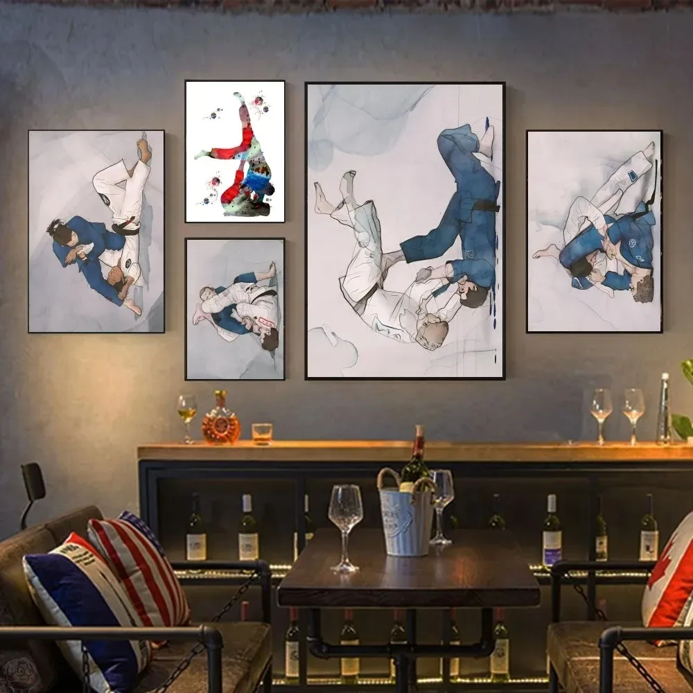Jiu Jitsu Skeleton Fighter Abstract Poster and Prints Image Wall Art Canvas Painting Wall Pictures for Living Room Decor