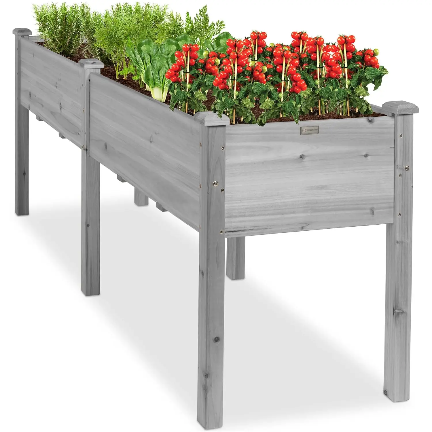 72x24x30in Raised Garden Bed, Elevated Wood Planter Box Stand for Backyard, Patio, Balcony w/Divider Panel, 6 Legs,, Customized
