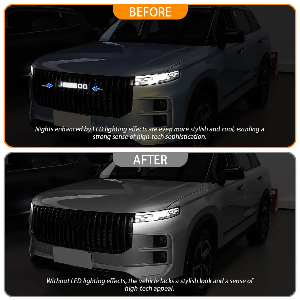 For JAECOO J7 2023-2026 JAECOO7 LED Car Front Bumper Radiator Grille Illumination Emblem