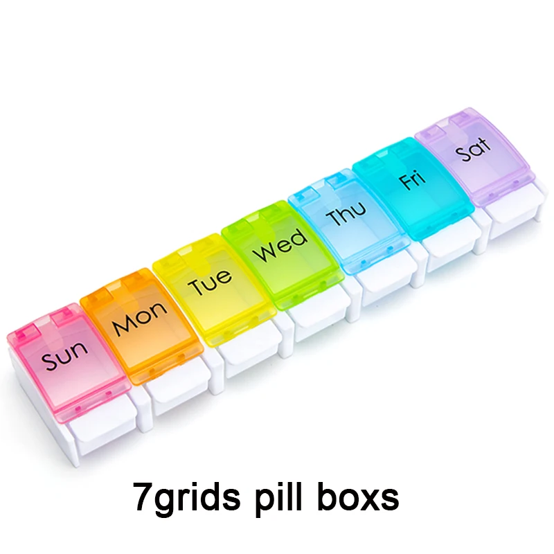 7 Days Pill Box Weekly Pillbox Tablet Holder Medicine Storage Case Drug Container Tablet Storage Box Organizer 7 Cells Pill Case