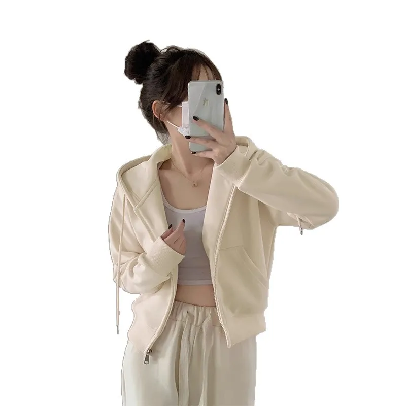 سترة قصيرة بقلنسوة أوائل الخريف المرأة سترة الكتف الأمامية ملابس الربيع والخريف 2025 جديد أوائل الخريف #2