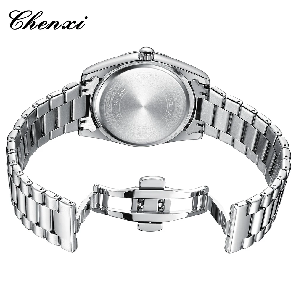CHENXI Fashion Steel Band Couple Watches Calendar Luminous Waterproof Quartz Men's and Women's Watches Couples Watch