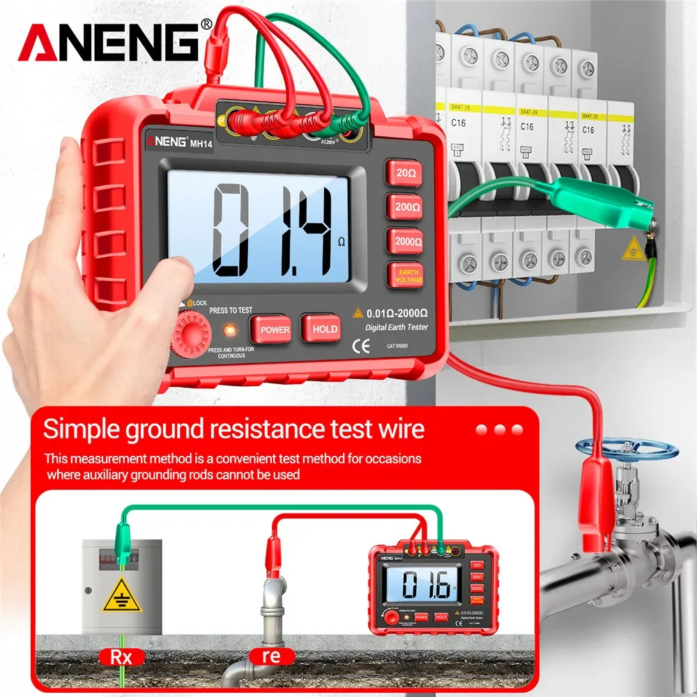 ANENG MH14 Red Color 1999 Conuts Ground Resistance Megohm Testers Meter Megohmmeter Voltmeter Ohm Detector without BatteryTools