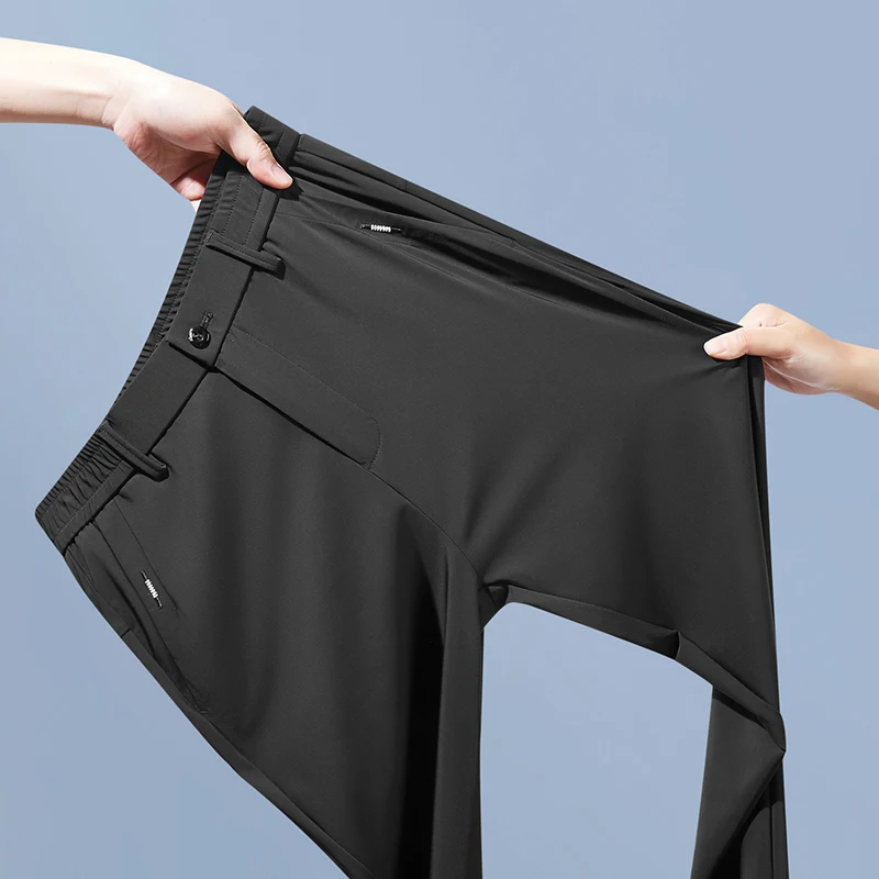 الربيع الصيف سراويل تقليدية رجالية الأعمال تمتد سليم صالح مرونة الخصر عداء ببطء الكورية الكلاسيكية رقيقة أسود رمادي بنطلون الذكور