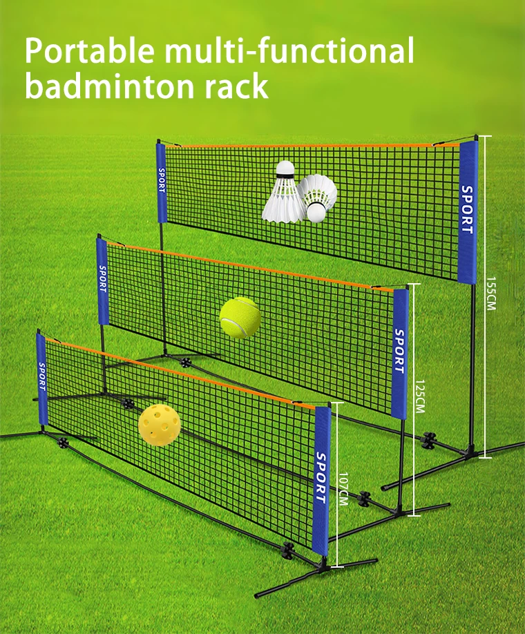 Simple Outdoor Adjustable Three Heights Kimchi Net for Adults and Children Tennis Net Badminton Net