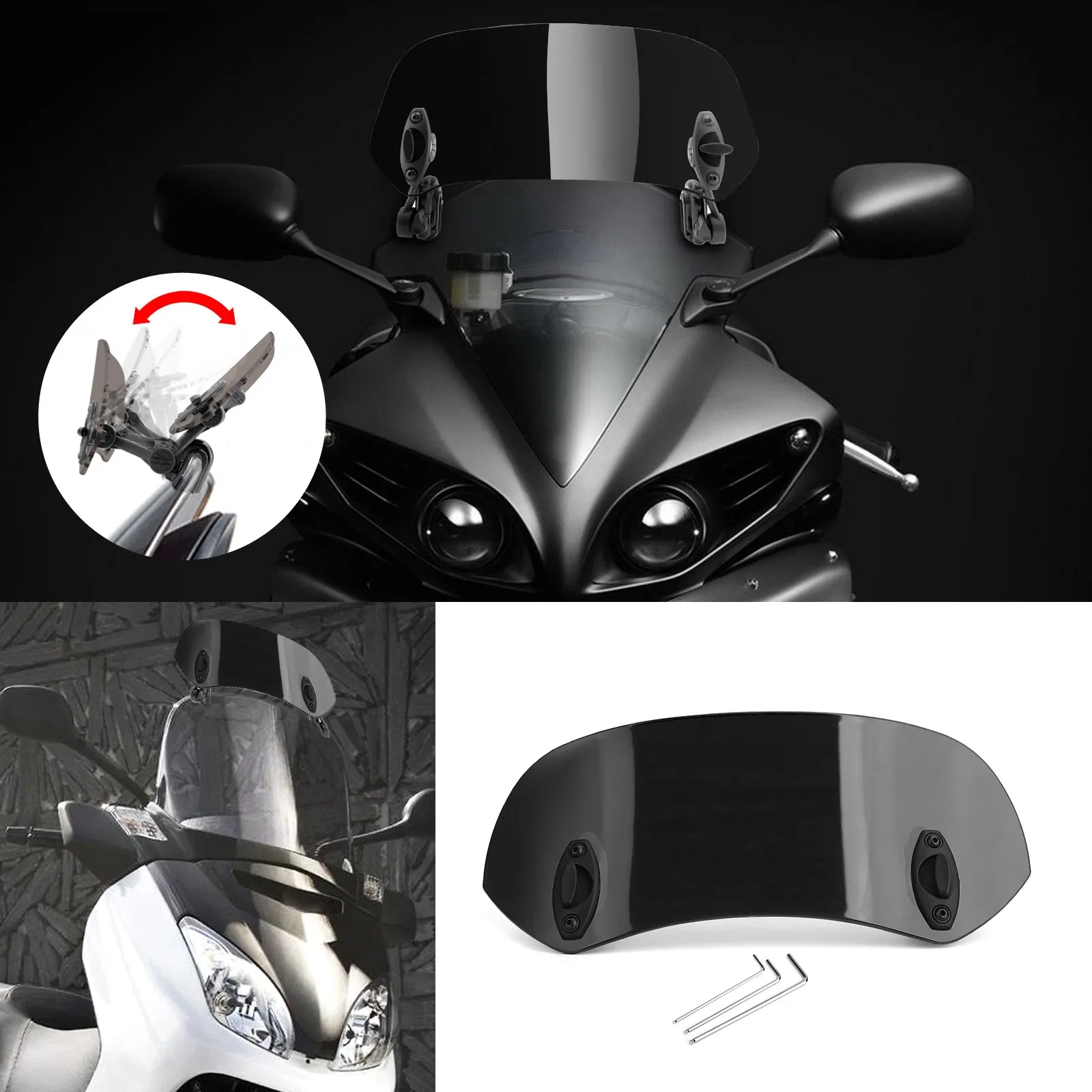 Universal Motorcycle Windshield Extension for BMW F750GS F800GS Adventure/ Cfmoto/ Suzuki Burgman 400/ DR 650 Small Windscreen