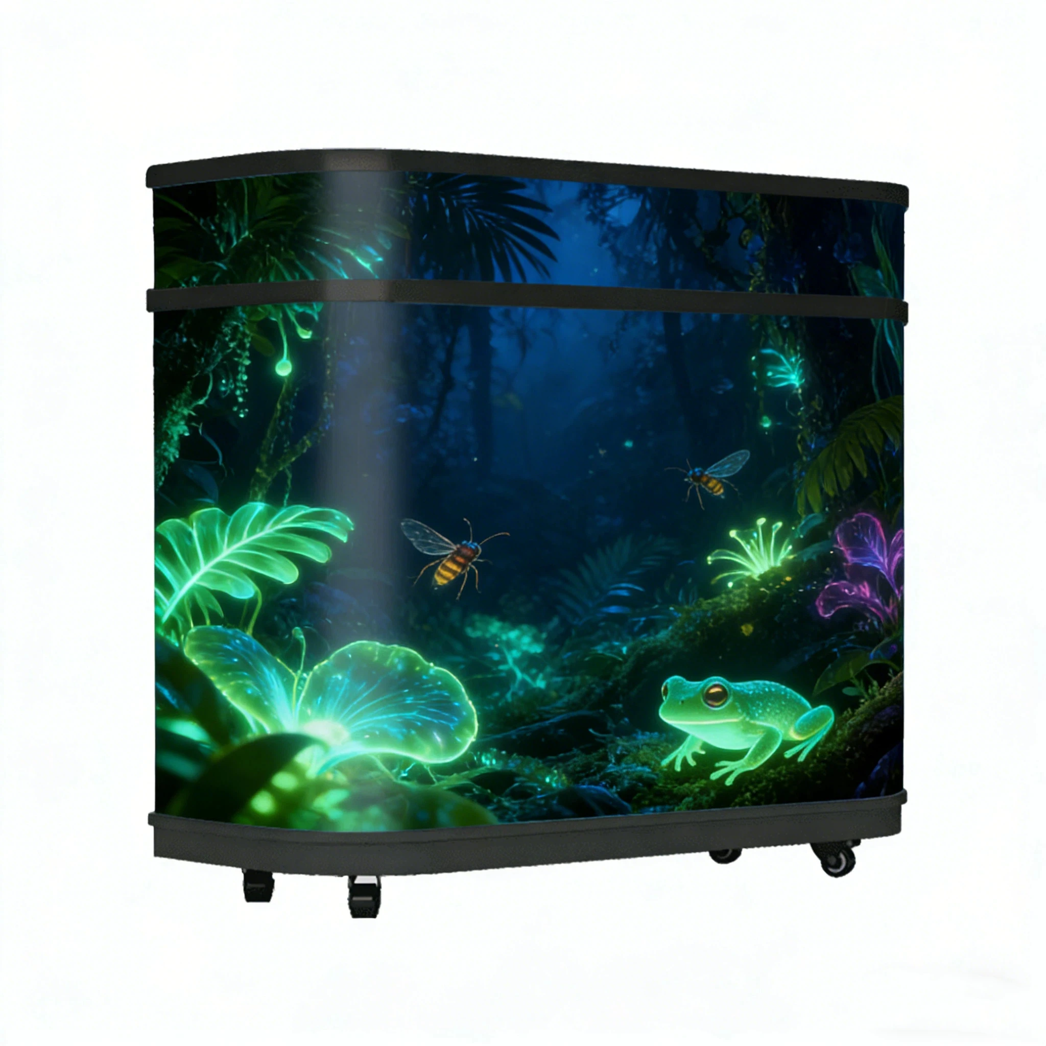 Portable Club DJ Console Table, Mobile Bar Reception Desk, Curved Stand, Event Exhibition P1.8 GOB LED Video Wall Display