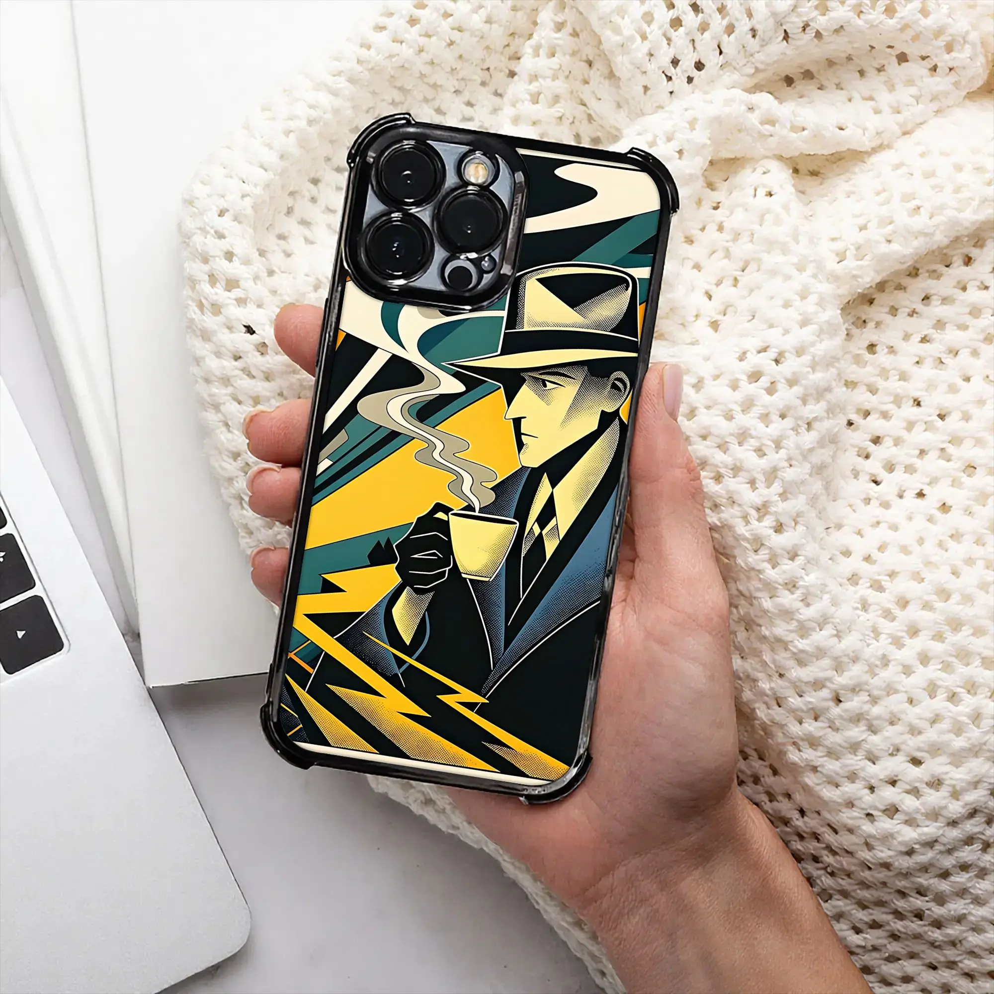 Coque de téléphone iPhone avec impression artistique sombre, processus d'électroplaqué créatif, pour différents modèles d'iPhone