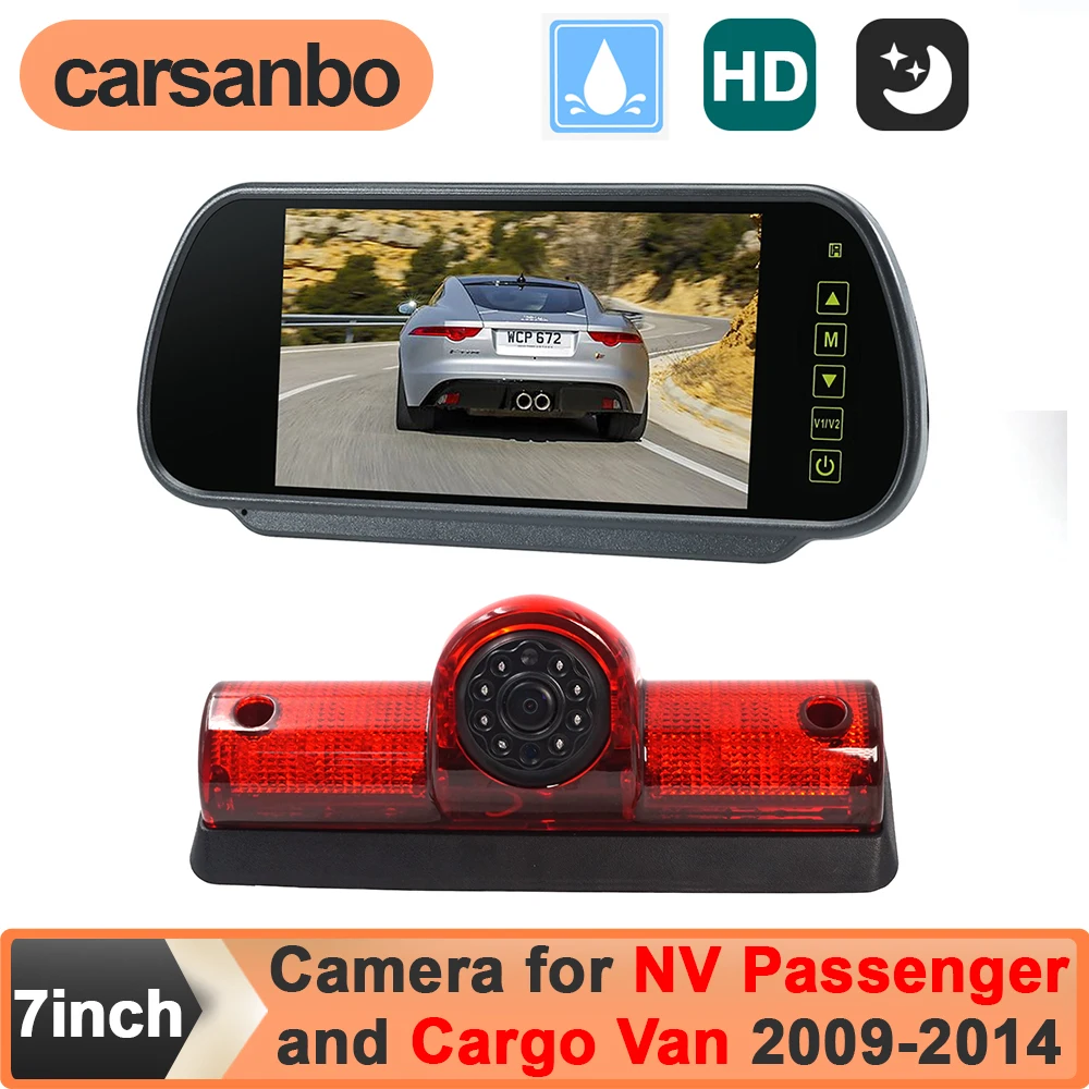 Carsanbo 170 Degree Car Rear View Camera Brake Light 7 Inch Monitor for NV Passenger and Cargo Van 2009 2010 2011 2012 2013 2014