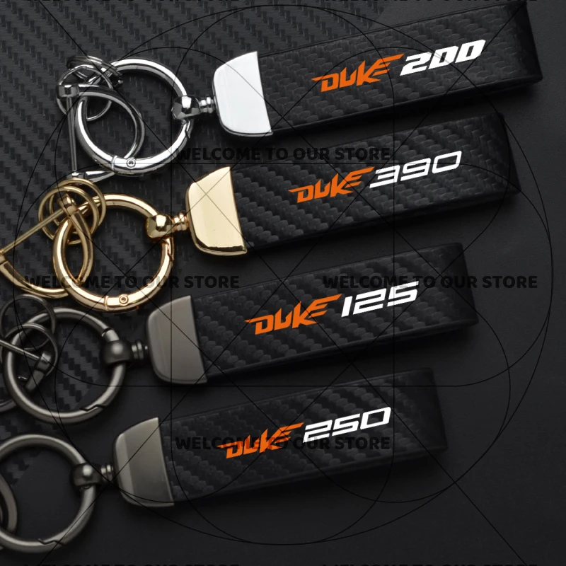 Для Duke 390 250 200 125 DUKE логотип эмблема мотоцикла из углеродного волокна, кожи, брелок из цинкового сплава, брелок из микрофибры, аксессуары