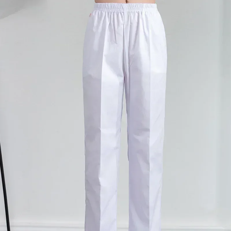 Pantalon d'Infirmière Respirant et artificiel astique de Travail Médical pour Homme et Femme, Disponible en Blanc et Bleu Poudre, Disponible en Toutes Saisons