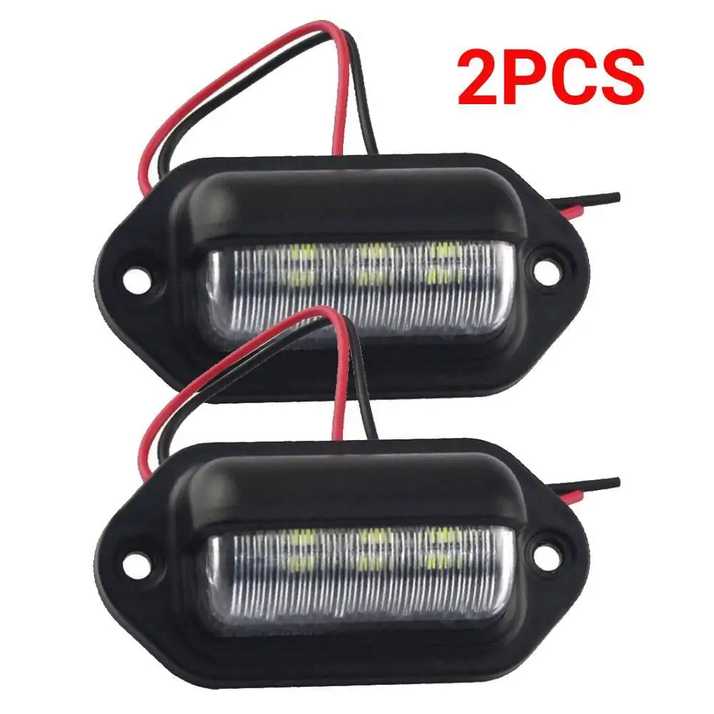 2PCS 6LED Car License Number Plate Light For SUV Truck Trailer Van Tag Step Lamp White Bulbs Car Products License Plate Lights