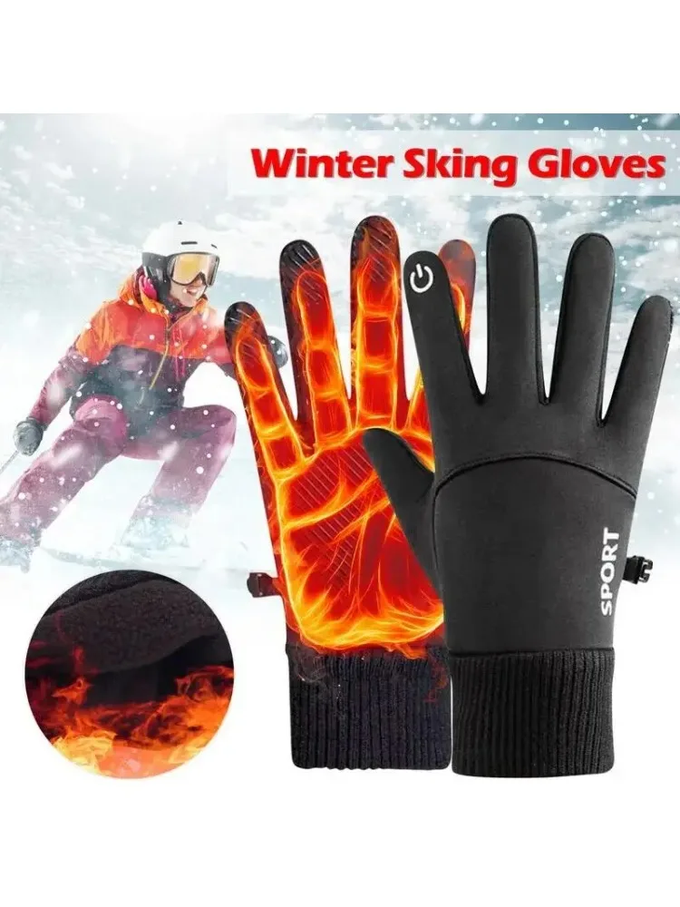 AliExpress NONE Winter Warm Full Fingers Waterproof Wind Proof Cycling Outdoor Sports Running Motorcycle Ski Touch Screen Fleece Gloves