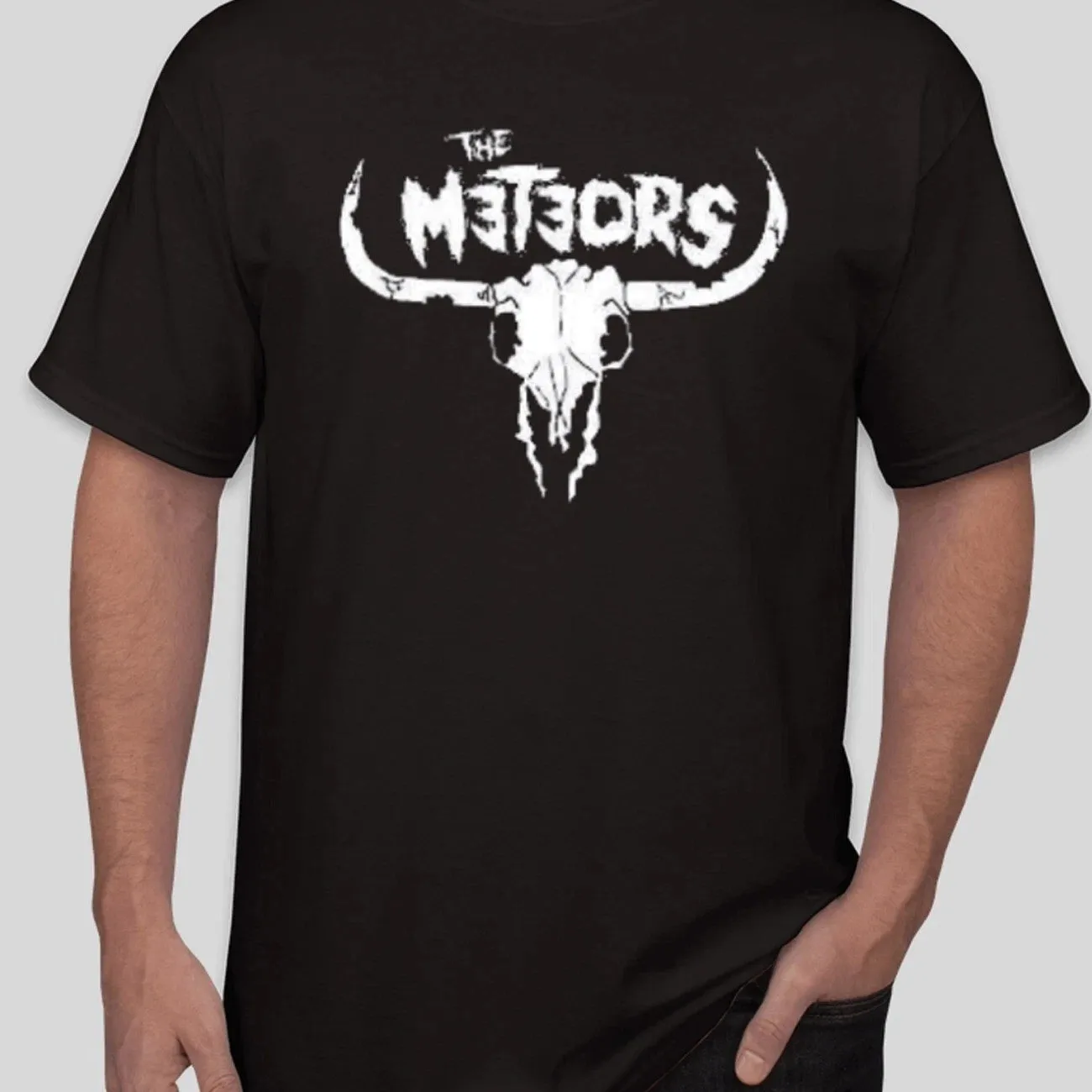 HOT NEW The Meteors band logo T-shirt black Short sleeve S-5Xl SD07