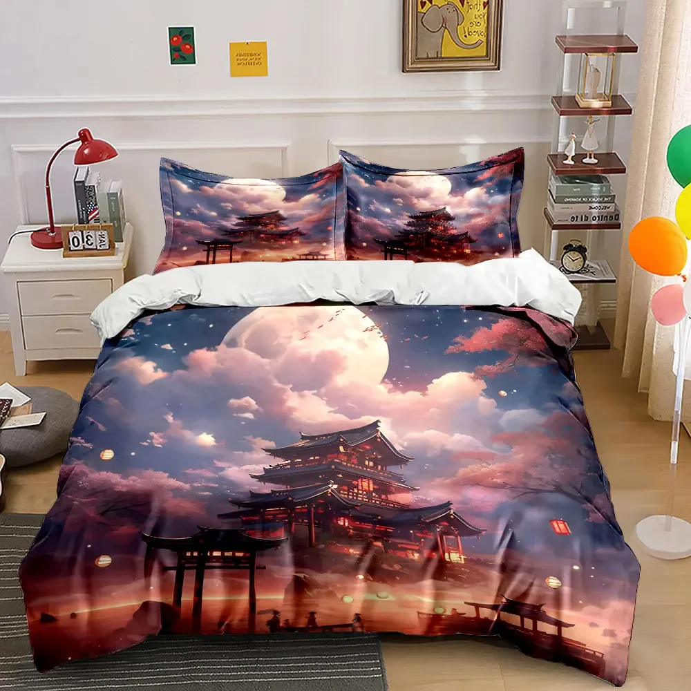 

Japanese Night Scenery Decor Soft Comfortable Duvet Cover Bedding Set Included 1*Duvet Cover & 2*Pillowcases, gift