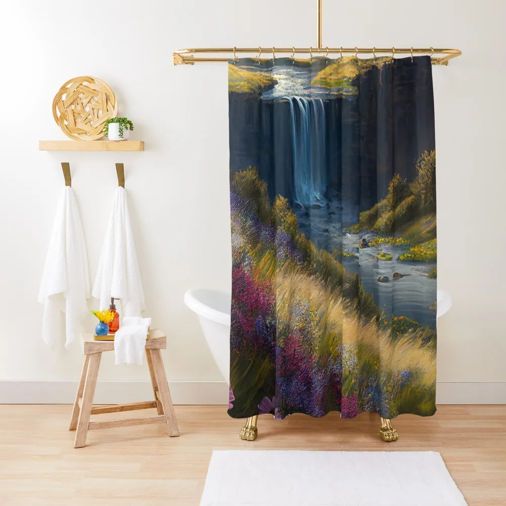 

Relaxing Waterfall Shower Curtain Cute Shower Bathroom Shower Set For Bathroom Waterproof And Anti-Mold Curtain