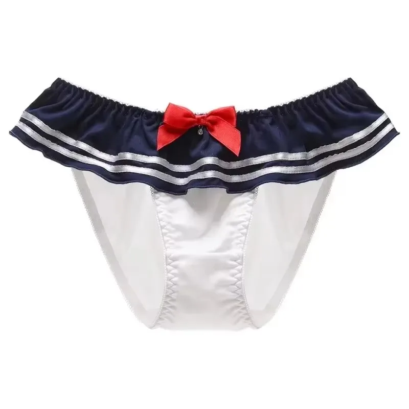 

Japanese Navy Style Cartoon College Cosplay Milk Silk Underwear Bow Sexy Cute Lovely Women's Panties High Elasticity Breifs
