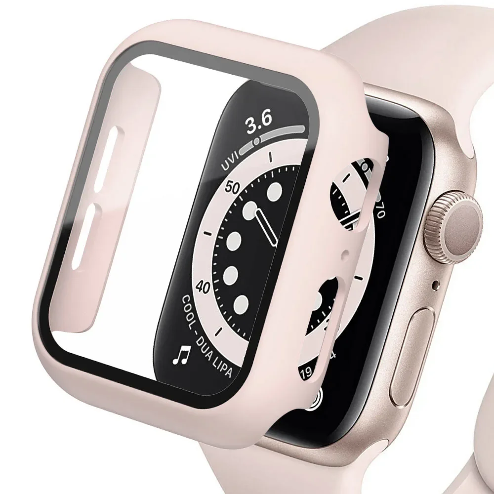 Gehärtetes Glas + Abdeckung für Apple Watch-Zubehör 46 mm 45 mm 41 mm 44 42 mm Displayschutzfolie iwatch-Gehäuse Serie 11 10 9 4 5 6 SE 7 8