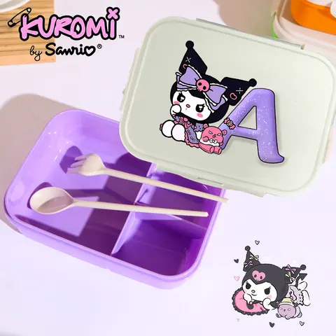 Lunch Box Kawaii 26 lettere Kuromi Girl Scatole di riso portatili Bento Studente ermetico Contenitore per alimenti Capacità a strato singolo Regalo per bambini