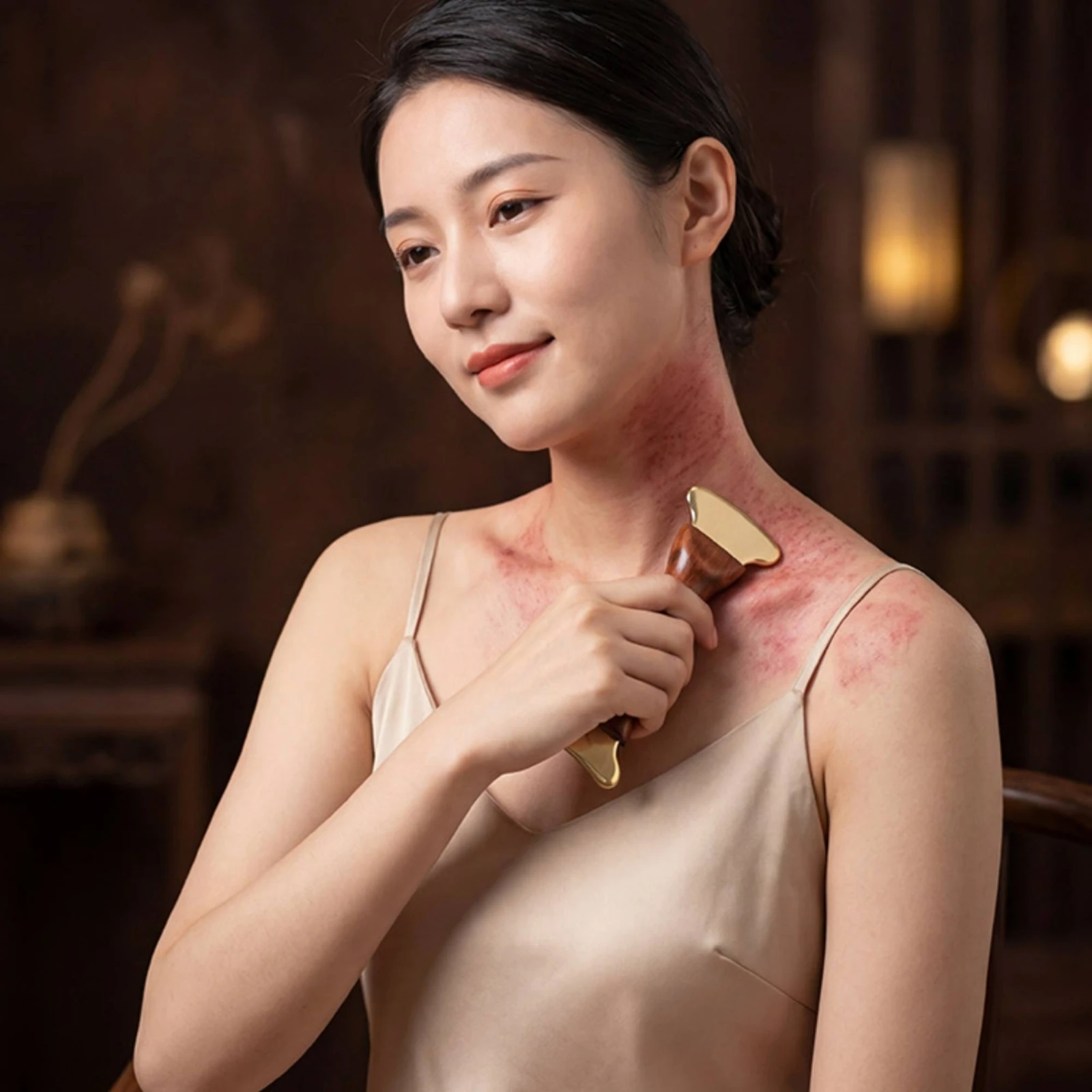 Gua Sha Tool Lymphatic Drainage Gua Sha Massager with Wooden Handle Massage Scraper Muscle Release Wooden Massager Beveled