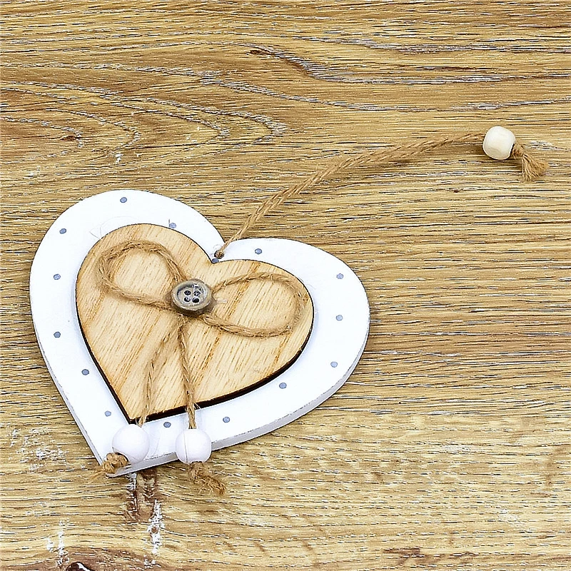 Vintage Retro Hanging Heart Ornament Wooden Pendant Wall Hanging Accessories Wood Love For Home Wedding Party Decoration