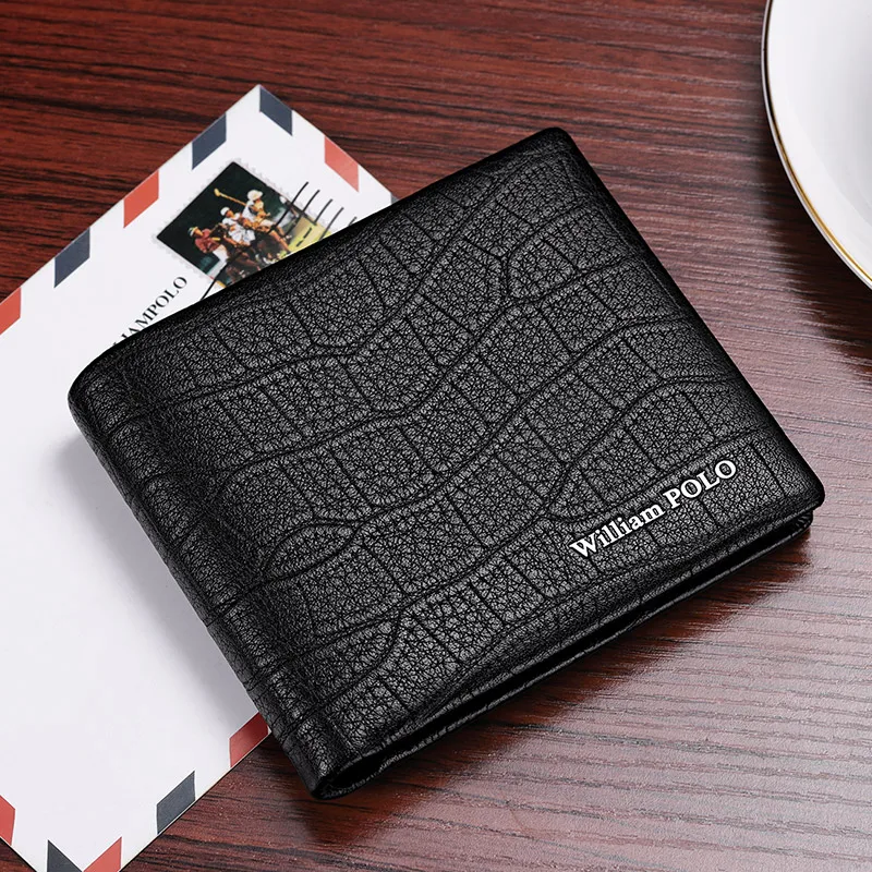 WILLIAMPOLO 100% Genuine Leather Wallet Men Crocodile Pattern Men Card Holder Wallet Real Cowhide Wallets For Man