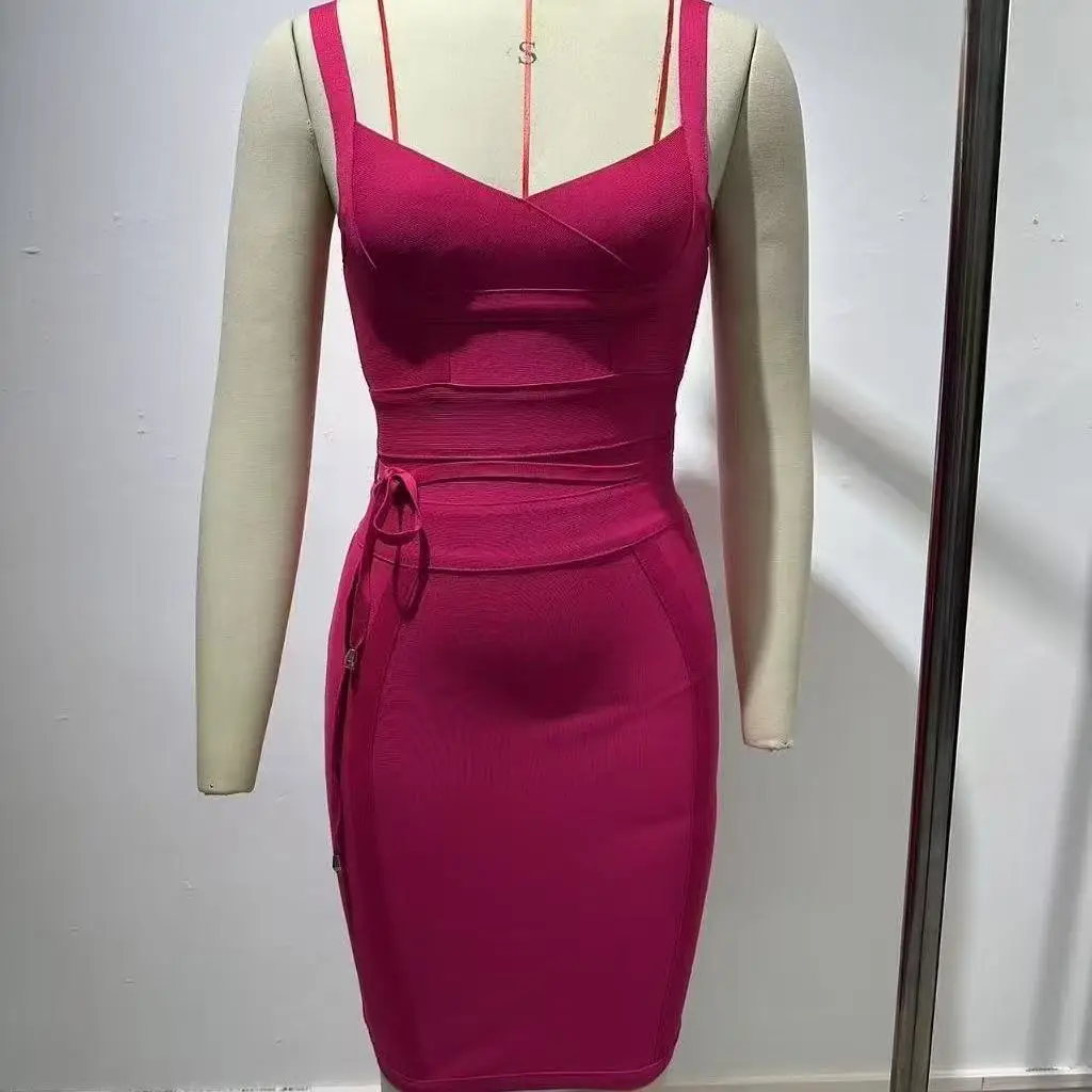 Strappy Sexy Sheath Dress Women Sleeveless Waist-Cinching Sexy Bodycon Bandage Dress Summer Sexy Camis Midi Dress