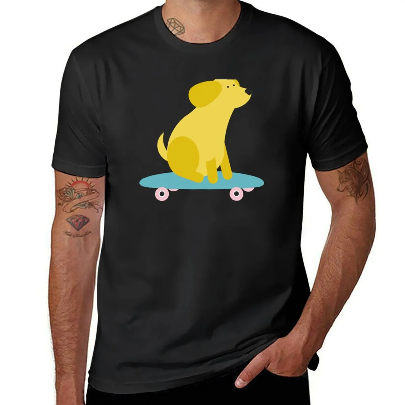 Skateboarding Dog T-Shirt plain graphics Men's cotton t-shirt