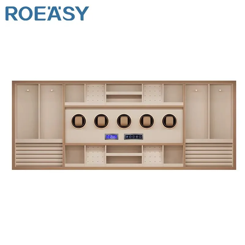 

ROEASY Electric Lift up Jewelry Box Bedroom Island Model Furniture PVC Leather Cabinet Wardrobes Closet