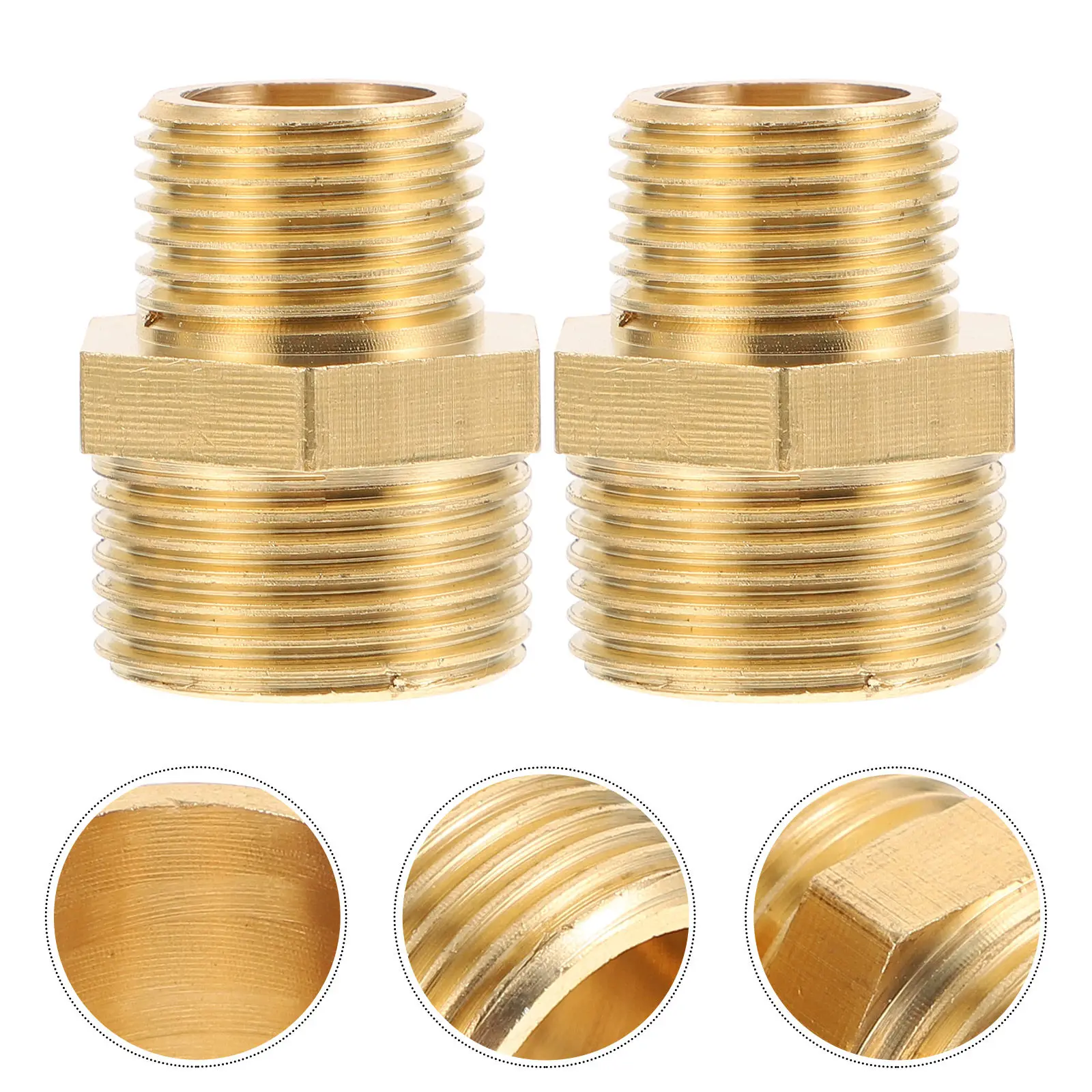 2Pcs Copper Tube Connector Wire Joint Two Straight Thread Connectors for Gas Water Sprayer Copper Fittings Tube Connector