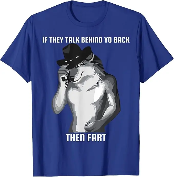 Wenn Sie hinter Ihrem Rücken reden, dann ist das ein lustiges, humorvolles T-Shirt mit einem Furz-Meme. Y2k Herrenmode, grafisches Oberteil, neuartiges Kurzarm-T-Shirt. – Detail 13