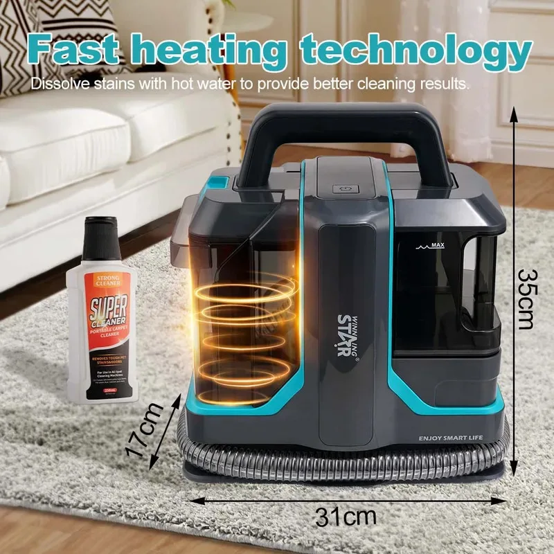 New Wet and Dry Vacuum Cleaner 15Kpa Portable Corded Sofa Carpet Cleaner Fabric Double Brush Head Stain Fabric Cleaning Machine