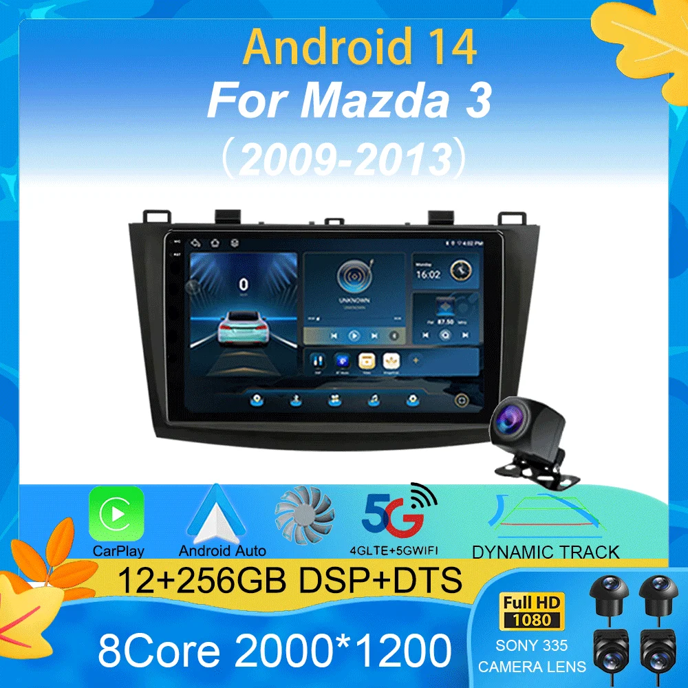 

2 Din Car Radio Android 15 for Mazda 3 2009-2013 Multimedia Player Stereo Navigation Carplay Speakers Head Unit Video Audio GPS