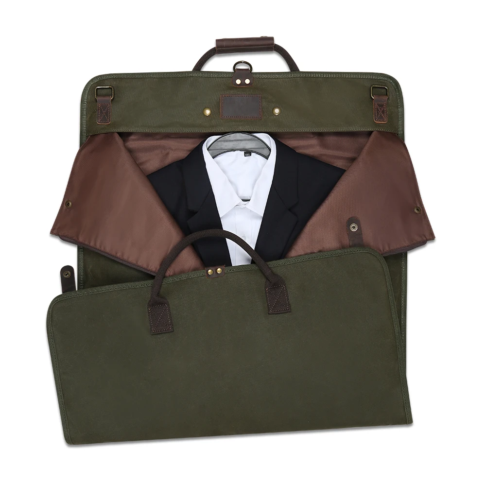 

2025 Vintage Duffel Foldable Camping Luggage Waterproof Weekender Travel Suit Duffel Bag Waxed Canvas Garment Duffle Bag For Men