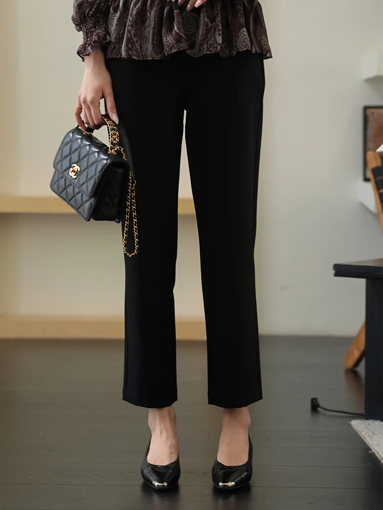 

Faionable High Waist Straight Leg Suit Pants Women's ature Spring Season Sli Nine Points Pants Slimming Effect