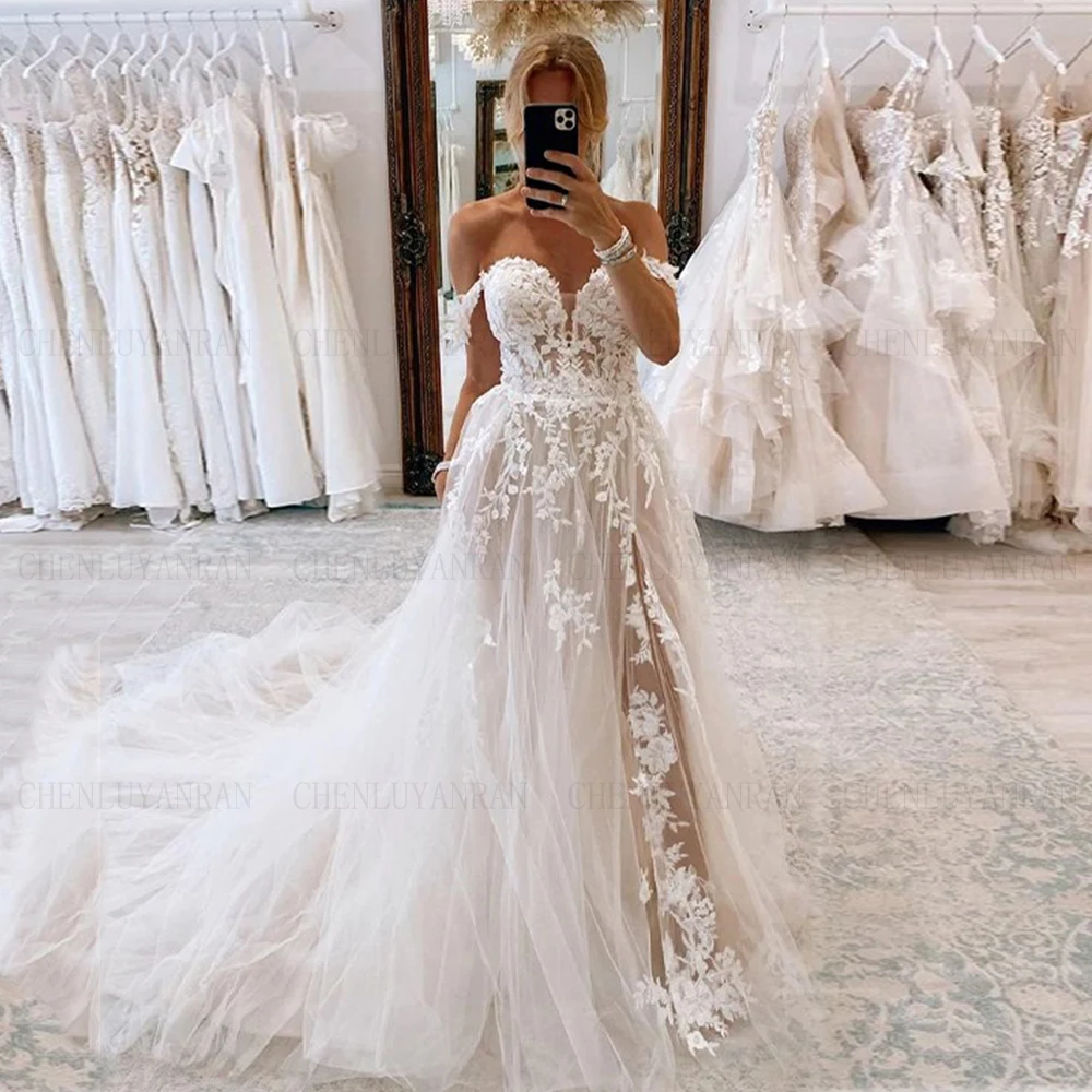 

Fashion Bohemia Wedding Dresses Sweetheart A-Line lace Up Long Bride Dresses Illusion Sexy Dresses For Women 2023 Robe De Mariée