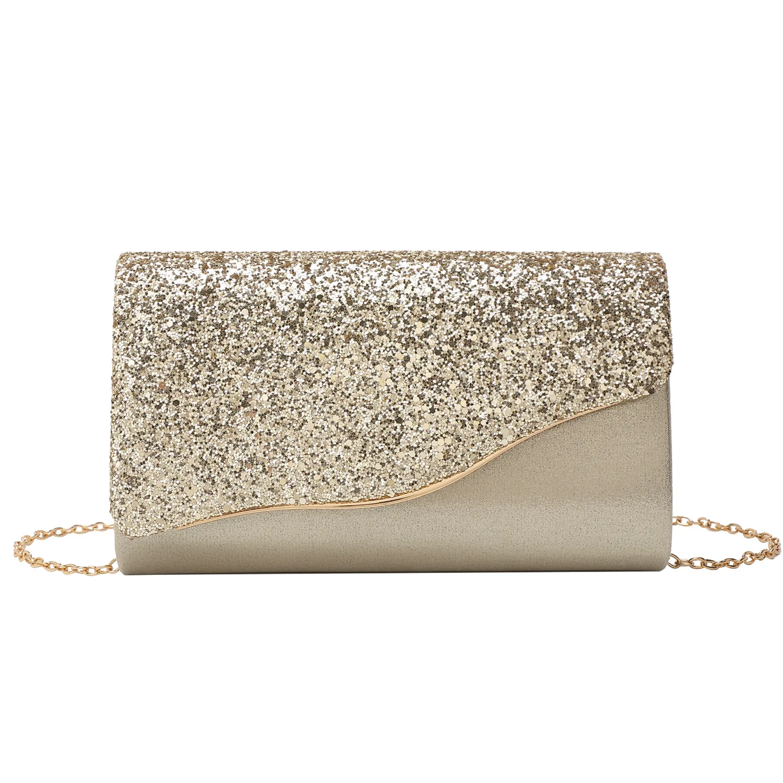 

Ladies Shiny Bling Party Evening Clutch Bag Stylish Fashionable Handheld Chain Shoulder Bag for Dinner Events