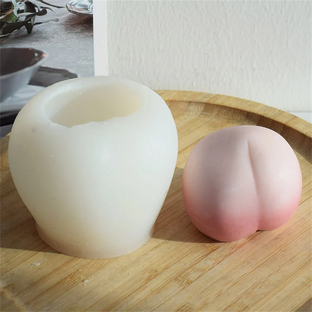 DIY Lovely Peach Butt Candle Soap Slicone Mould Cute Food Grade Peach Chocolate Cake Decor Fondant Mould for Making Craft Gifts