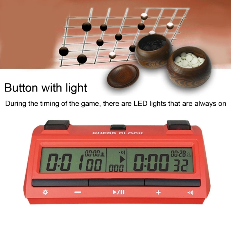 Professional Digital Chess Clock Multifunctional Portable Board Game Count Up/Down Alarm Timer for International Chess Game