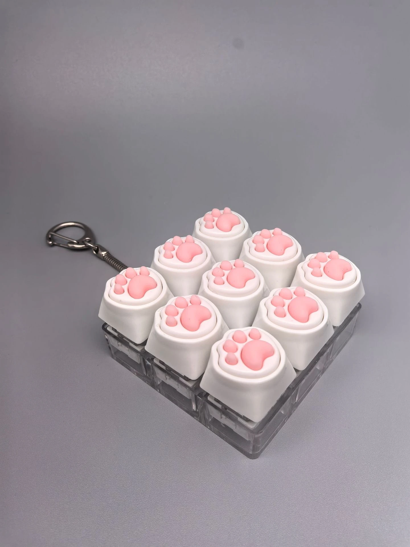 9 Keys Cute Cat Claw Keychain Keyboard Decompression Toys DIY Keyboard Keychain Toys For Festival Gift