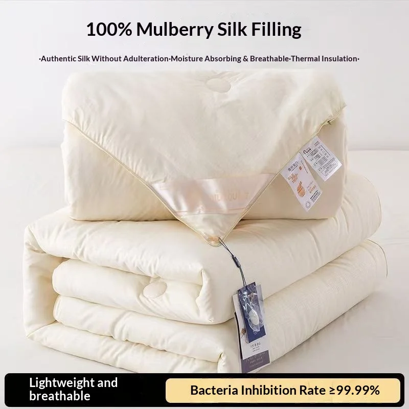 Mulberry Silk Comforter Duvet Thick Warm Winter Quilt All Season Breathable Hypoallergenic Hotel Quality King Queen Twin Quilt