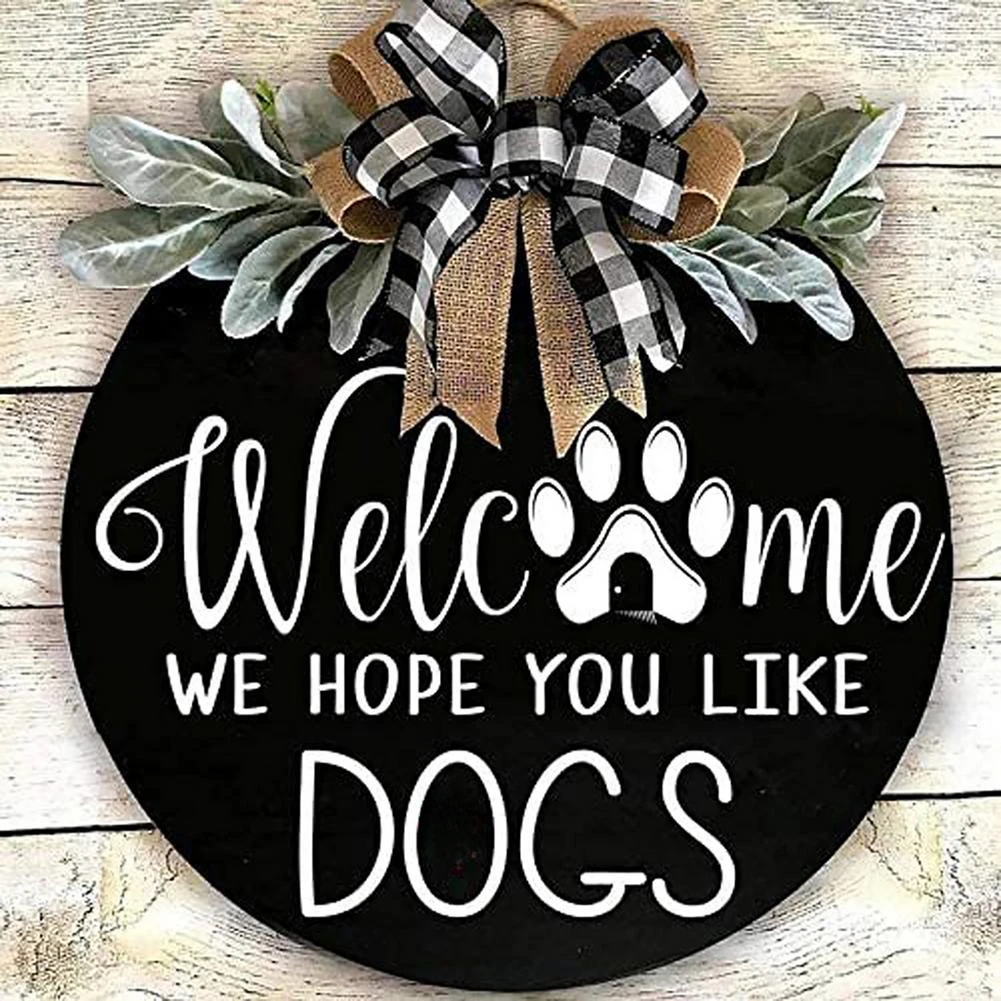 30 CM Featival Party Welcome Sign Acrylic Sign Holiday Decor Crafts Pendant Rustic Front Door Hello Text for Farmhouse Porch