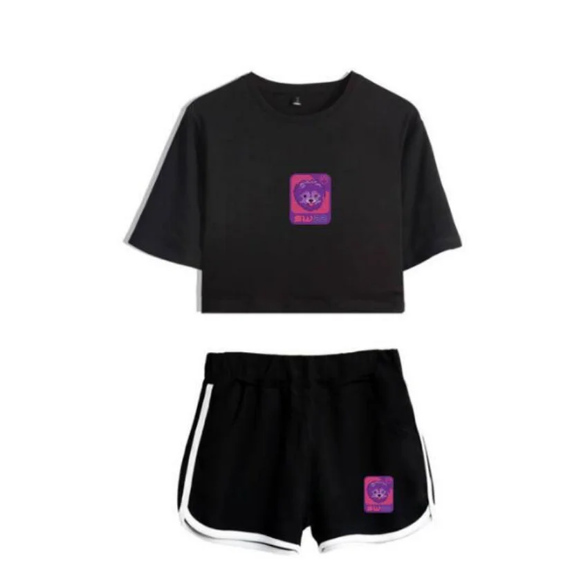 Summer Women's Sets SssniperWolf Synthwave Merch Short Sleeve Crop Top + Shorts Sweat Suits Women Tracksuits Two Piece Outfits